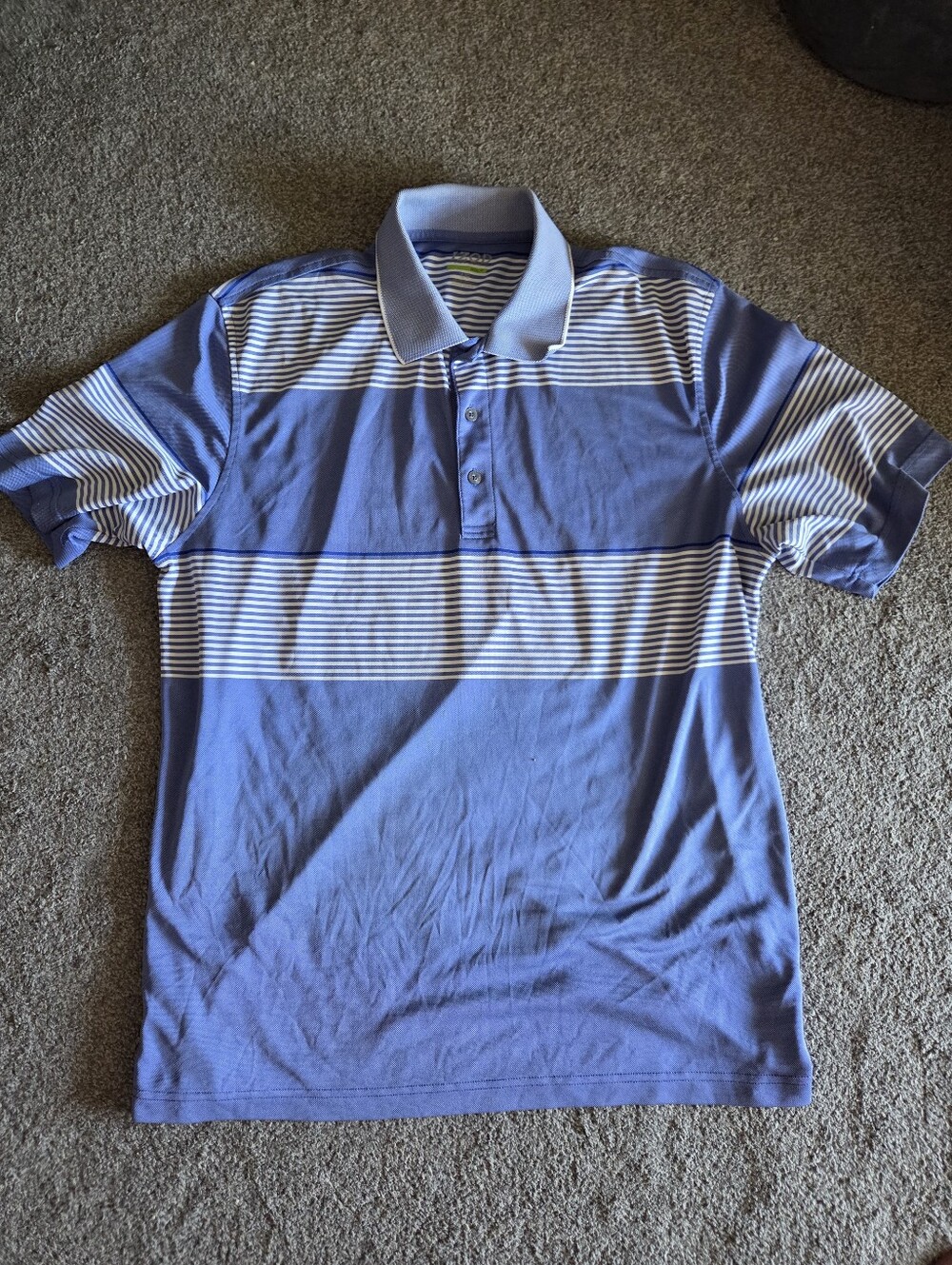 Izod Light Blue & White Striped Polo
